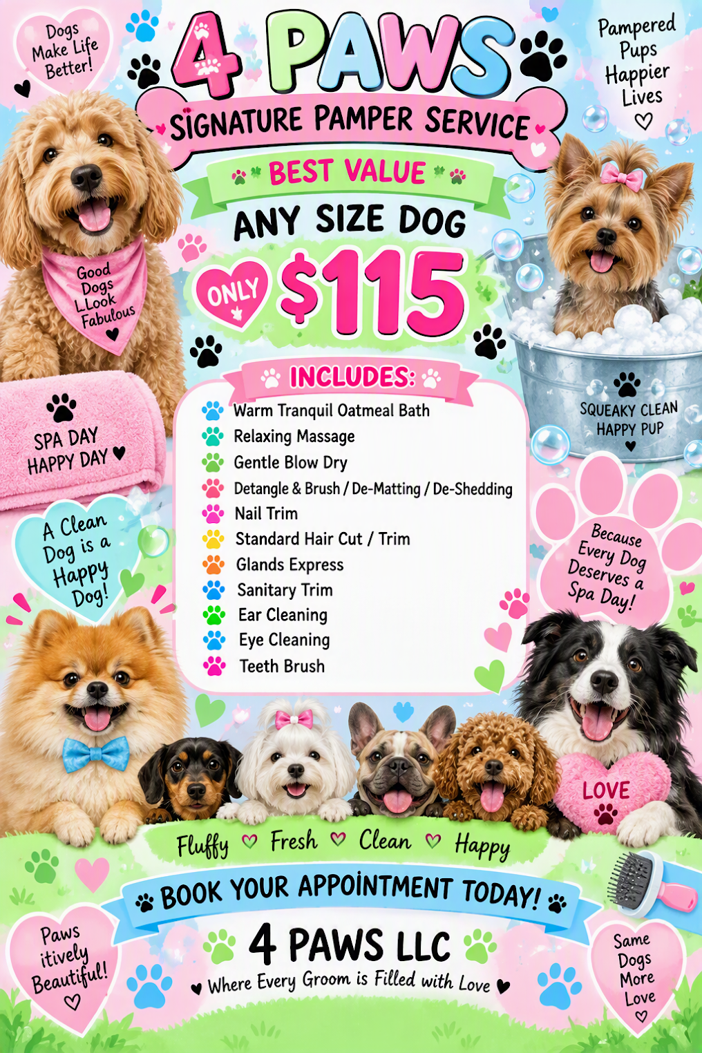 4 Paws Signature Pamper Service promotional graphic